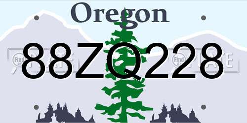 88ZQ228 Oregon License Plate