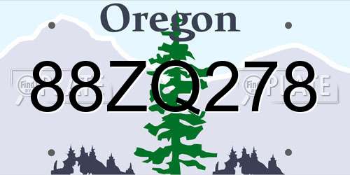 88ZQ278 Oregon License Plate