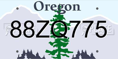 88ZQ775 Oregon License Plate