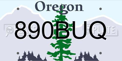 890BUQ Oregon License Plate