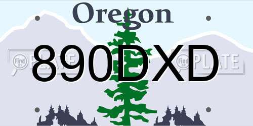 890DXD Oregon License Plate