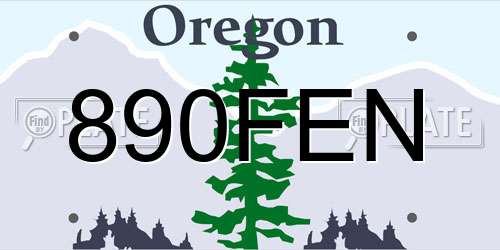 890FEN Oregon License Plate