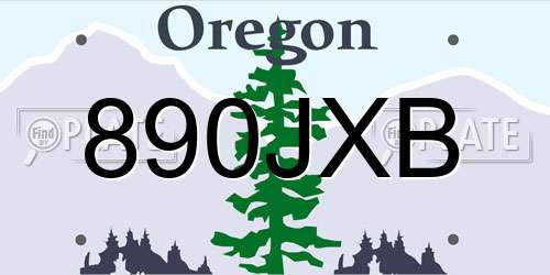 890JXB Oregon License Plate