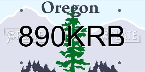 890KRB Oregon License Plate