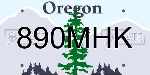 890MHK Oregon License Plate