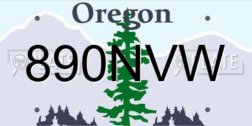 890NVW Oregon License Plate