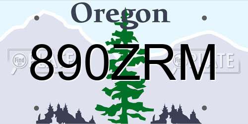 890ZRM Oregon License Plate