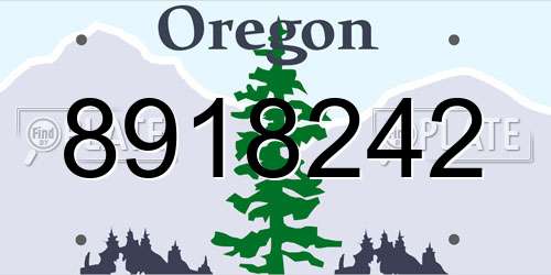 8918242 Oregon License Plate