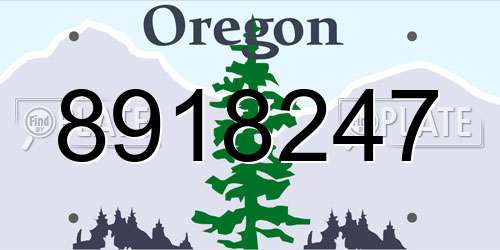 8918247 Oregon License Plate