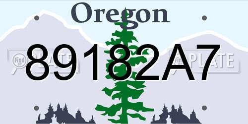 89182A7 Oregon License Plate