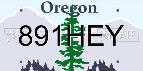 891HEY Oregon License Plate