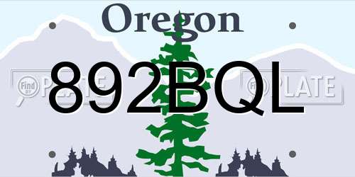 892BQL Oregon License Plate