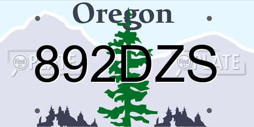 892DZS Oregon License Plate