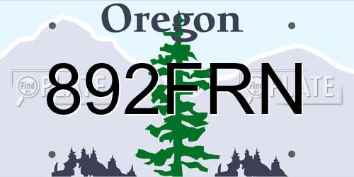 892FRN Oregon License Plate