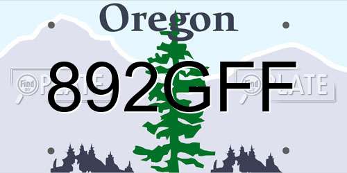 892GFF Oregon License Plate