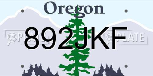 892JKF Oregon License Plate