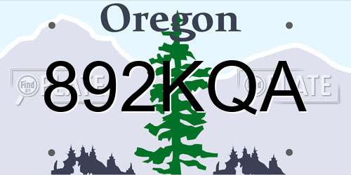 892KQA Oregon License Plate