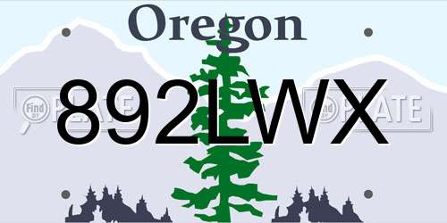 892LWX Oregon License Plate