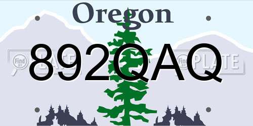 892QAQ Oregon License Plate
