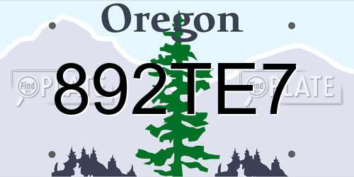 892TE7 Oregon License Plate