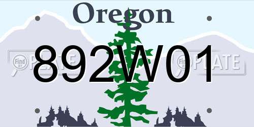 892W01 Oregon License Plate