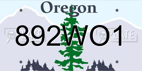 892WO1 Oregon License Plate