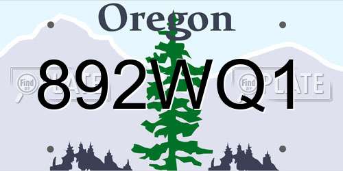 892WQ1 Oregon License Plate