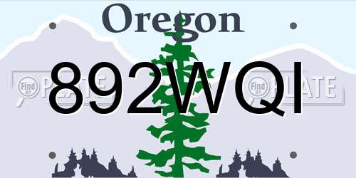 892WQI Oregon License Plate