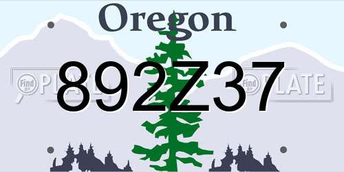 892Z37 Oregon License Plate
