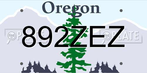 892ZEZ Oregon License Plate