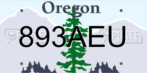 893AEU Oregon License Plate