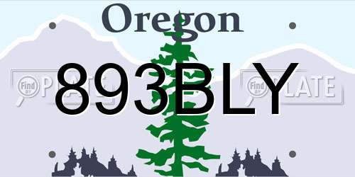 893BLY Oregon License Plate