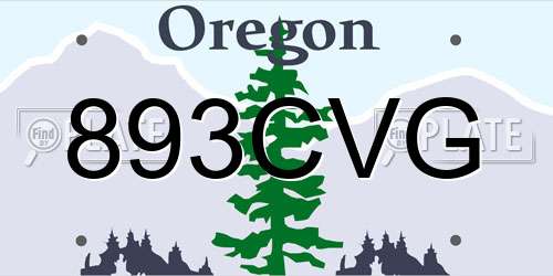 893CVG Oregon License Plate