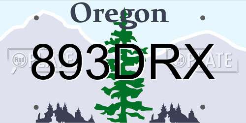893DRX Oregon License Plate