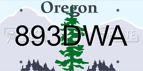 893DWA Oregon License Plate
