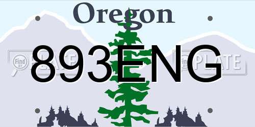 893ENG Oregon License Plate