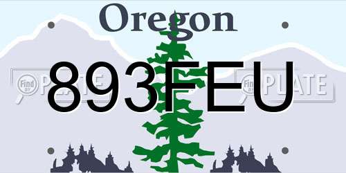 893FEU Oregon License Plate