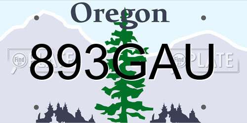 893GAU Oregon License Plate