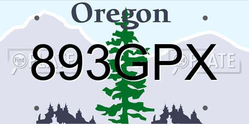 893GPX Oregon License Plate