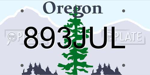 893JUL Oregon License Plate