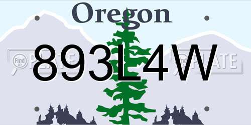 893L4W Oregon License Plate