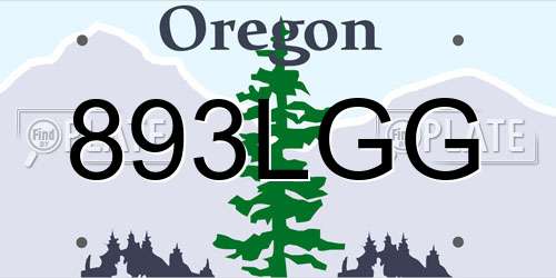 893LGG Oregon License Plate