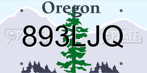 893LJQ Oregon License Plate