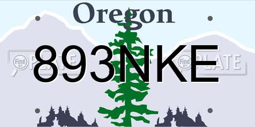 893NKE Oregon License Plate