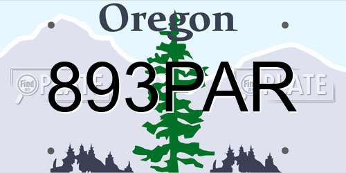 893PAR Oregon License Plate