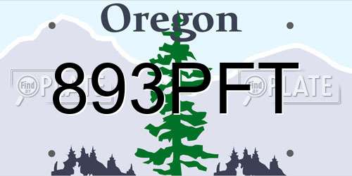 893PFT Oregon License Plate