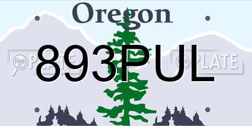 893PUL Oregon License Plate