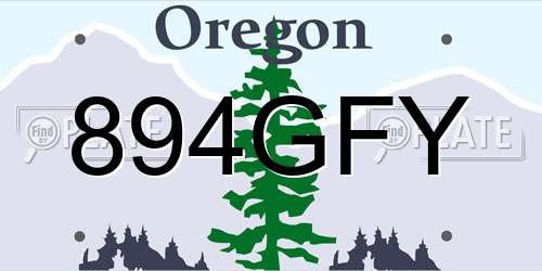 894GFY Oregon License Plate