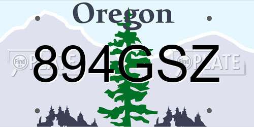 894GSZ Oregon License Plate