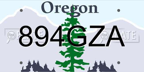894GZA Oregon License Plate